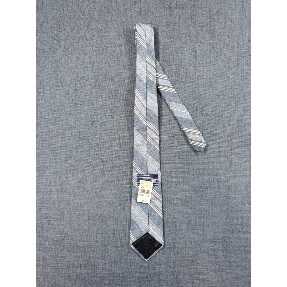 Vintage Mervyns Collection Tie Blue Gray Striped Polyester Classic USA - Picture 3 of 6